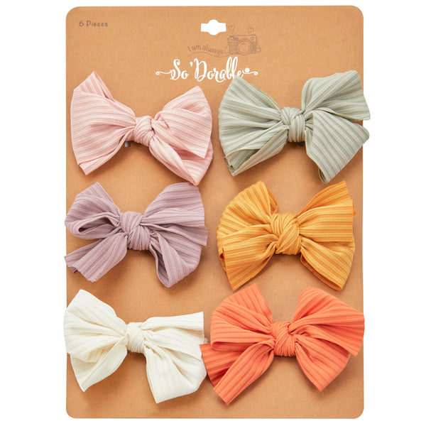 So'dorable 6 Piece Large Multi Rib Knit Bow Clips