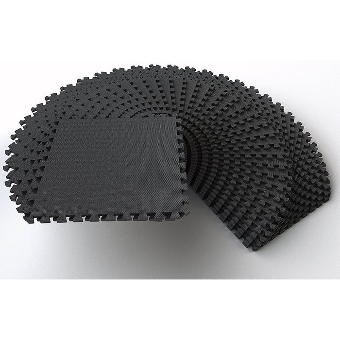 BalanceFrom Fitness 144 Sq Ft Interlocking EVA Foam Exercise Mat Tiles, Black