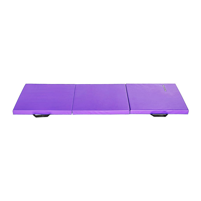 BalanceFrom Fitness GoGym 6x2ft Folding 3 Panel Exercise Mat w/Handles, Purple