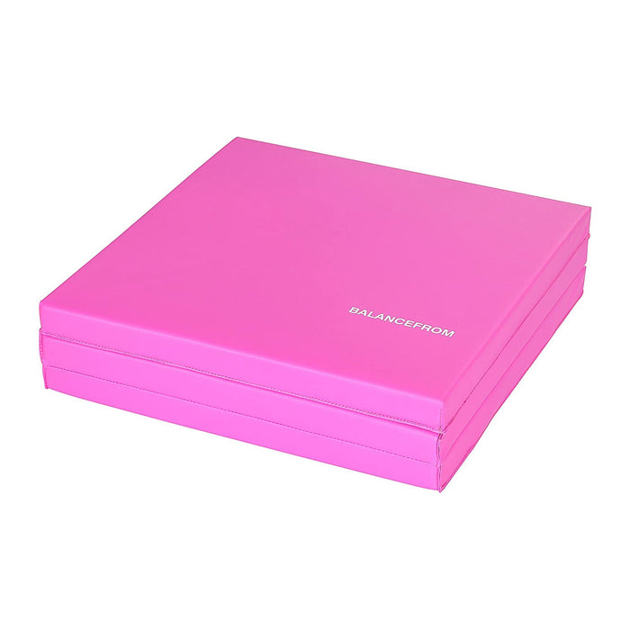 BalanceFrom Fitness GoGym 2 Inch Thick Tri Fold Folding Gymnastics Mat, Pink