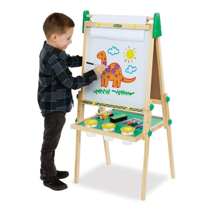 Crayola Kids Dual Sided Wooden Art Easel with Chalkboard and Dry Erase Supplies