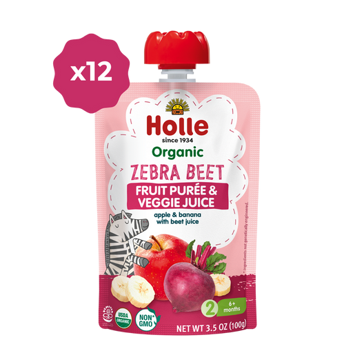 Holle Baby Food Pouches - Organic Fruit & Veggie Puree - Zebra Beet