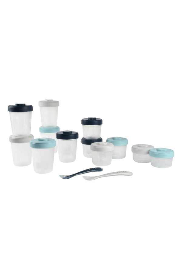 BEABA Clip Containers Set of 12 + Spoons - Rain