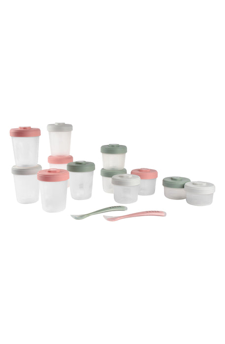 BEABA Clip Containers Set of 12 + Spoons - Eucalyptus