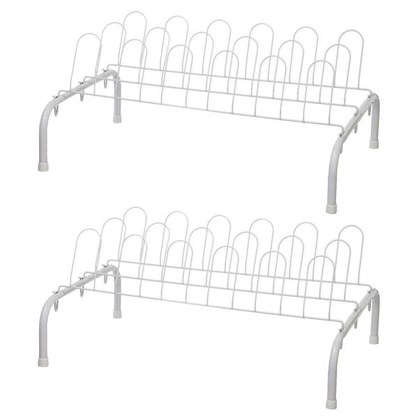 ClosetMaid Lightweight 9 Pair Freestanding Shoe Rack Organizer, White (2 Pack)