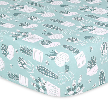 The Peanutshell Fitted Crib Sheets - Cactus and Pastel Green - 4 pack