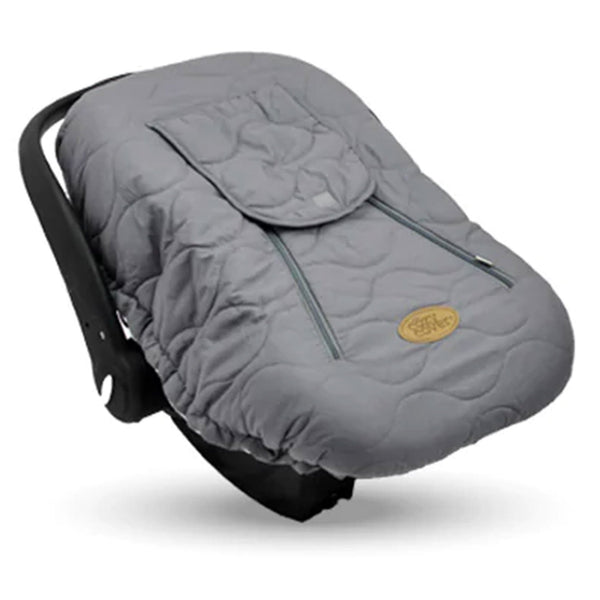 CozyBaby Quilted Infant Car Seat Cover with Dual Zippers and Elastic Edge, Gray