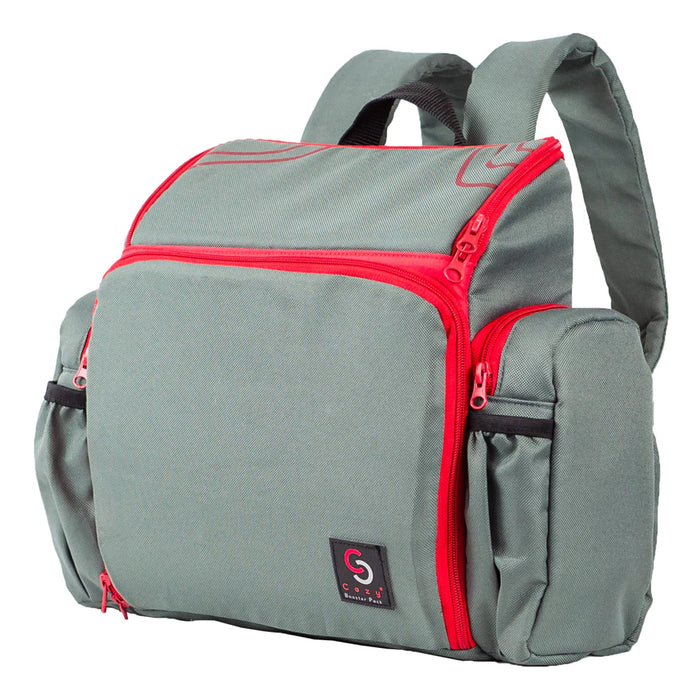 Cozy Cover 3 in 1 Portable Baby Booster Seat Diaper Backpack Bag, Red & Gray