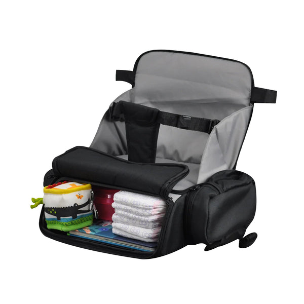 CozyBaby 3 in 1 Portable Baby Booster Seat Diaper Backpack Bag, Black & Gray