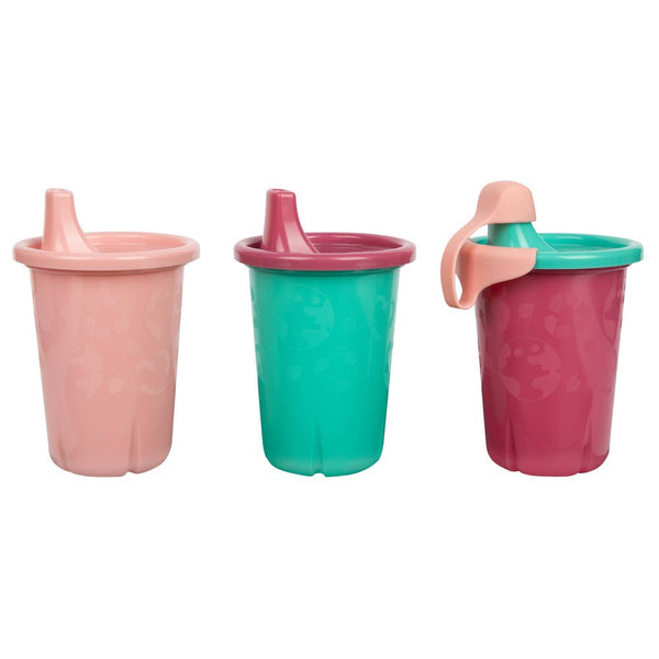 The First Years GreenGrown Reusable Spill-Proof Sippy Cups, Pink/Teal