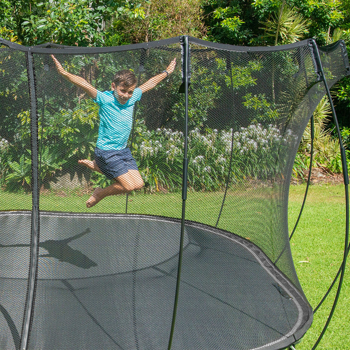 Springfree Trampoline Kids Square 11 Foot Trampoline & FlexrHoop Basketball Game