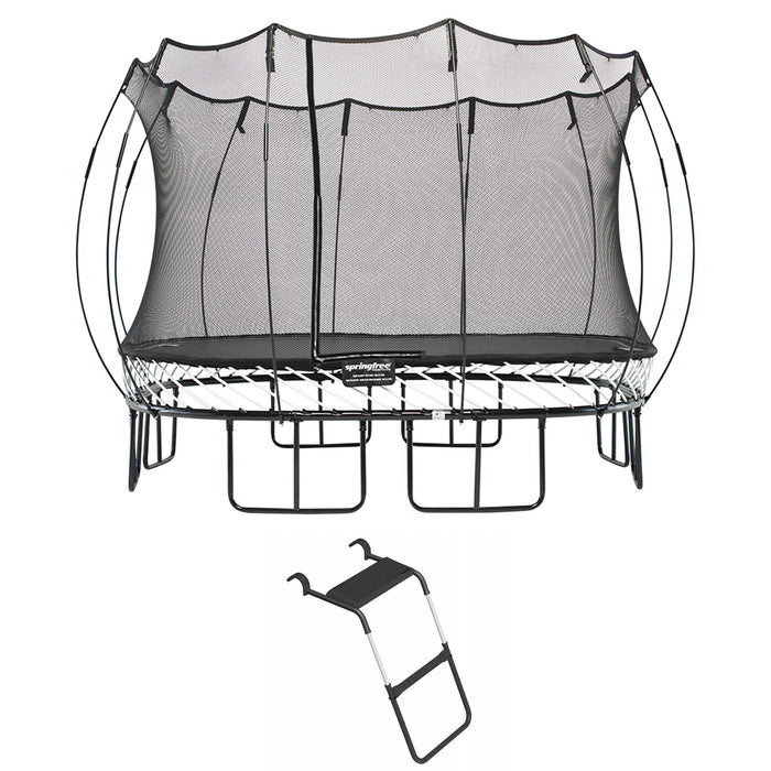 Springfree Trampoline Kids Square 11 Ft Trampoline & FlexrStep V2 Safety Ladder