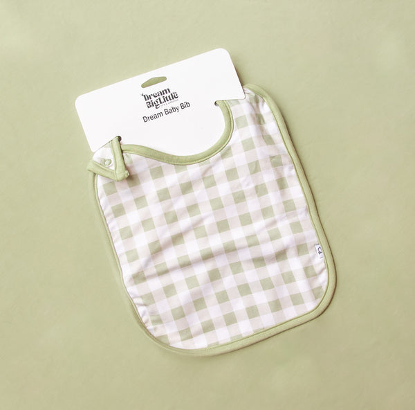 Dream Big Little Co SAGE GINGHAM DREAM BABY BIB