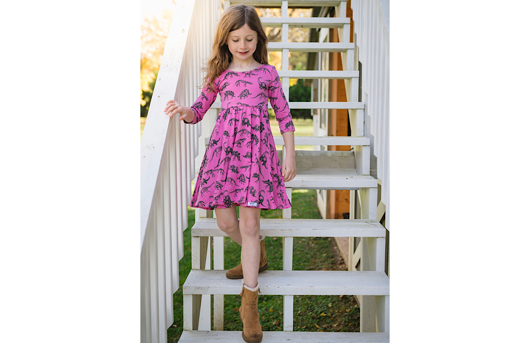 Worthy Threads Twirly Dress in Dino