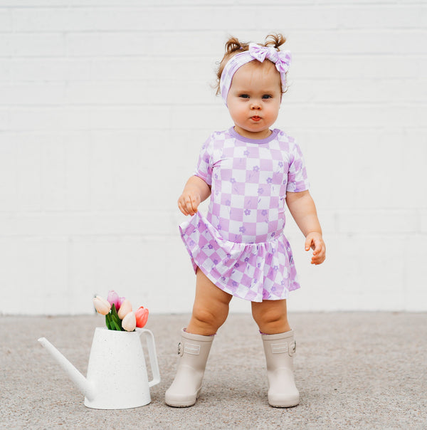 Dream Big Little Co LAVENDER DAISIEZzz DREAM BODYSUIT DRESS