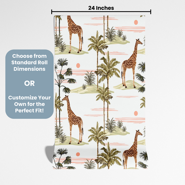 TeepeeJoy Giraffe Themed Nursery Wallpaper and Kids Room Wallpaper - Giraffe’s Paradise