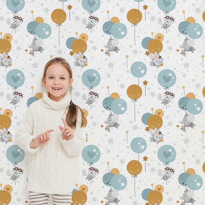 TeepeeJoy Balloon Peel and Stick Wallpaper or Traditional Wallpaper - Catching Stars