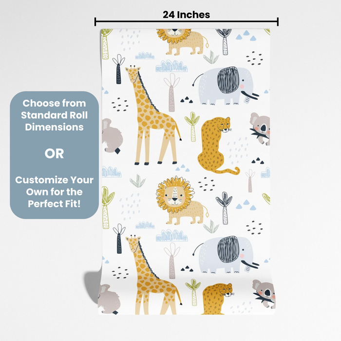 TeepeeJoy Animal Themed Nursery Wallpaper and Kids Room Wallpaper - Living Wild