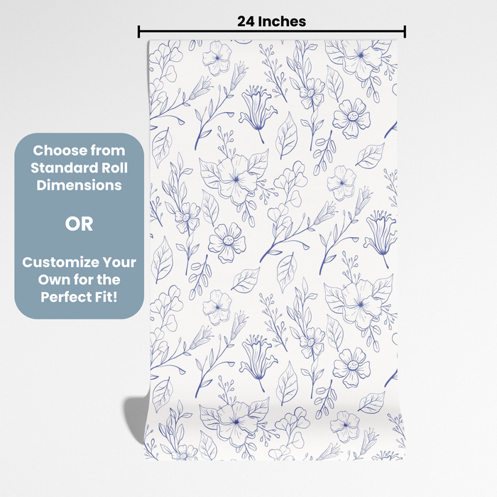 TeepeeJoy Floral Theme Wallpaper - Blue Blossoms