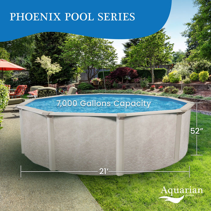 Aquarian Phoenix 21' x 52" Steel Frame Above Ground Swimming Pool Kit with Pump