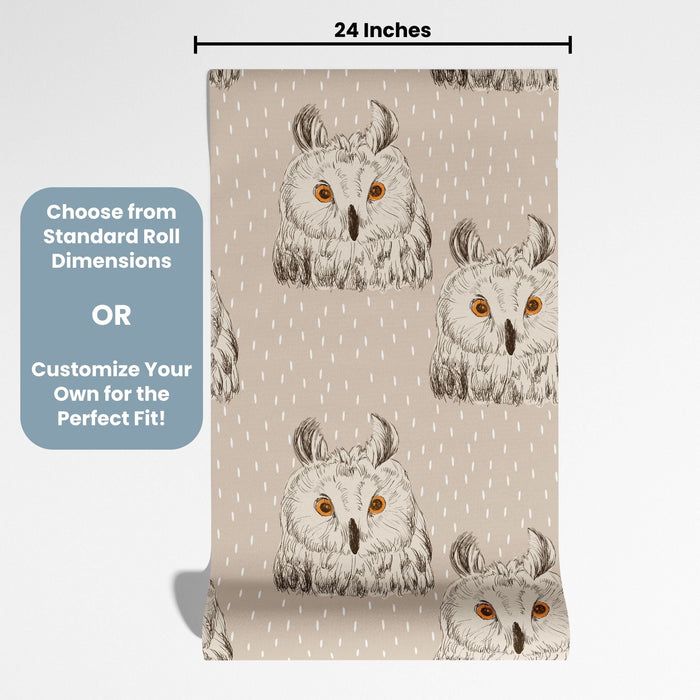 TeepeeJoy Owl Peel and Stick Wallpaper or Traditional Wallpaper - Owl Enchantment