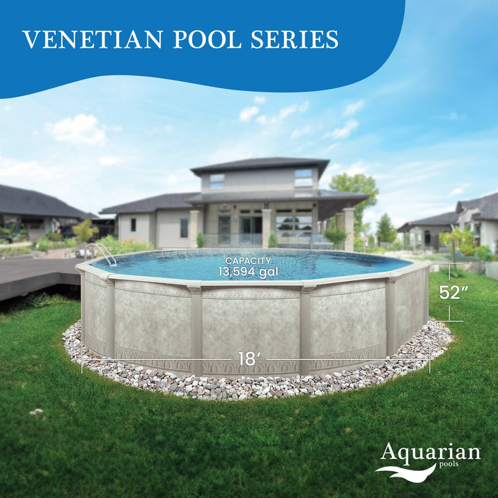 Aquarian Khaki Venetian 18ft x 52in Backyard Above Ground Swimming Pool Package