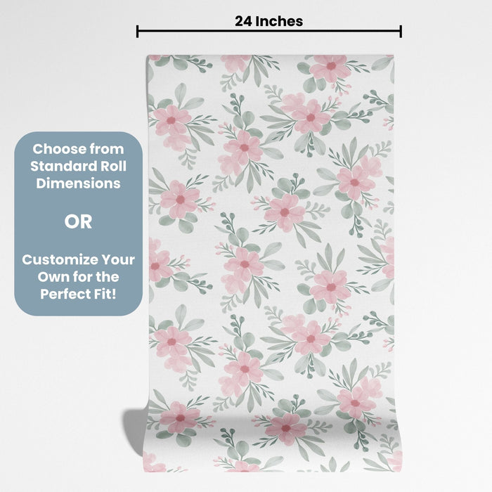 TeepeeJoy Flower Wallpaper for Nursery and Kids Rooms - Blush Blossom Serenity