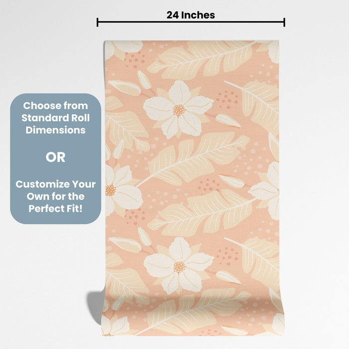 TeepeeJoy Flower Theme Nursery Wallpaper - Peach Petal Sprinkle