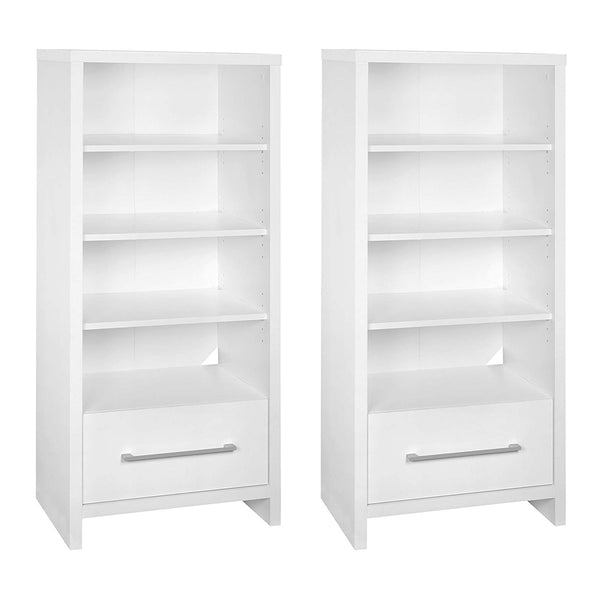 ClosetMaid 165100 Decorative Storage Tower Bookcase with Drawer, White (2 Pack)