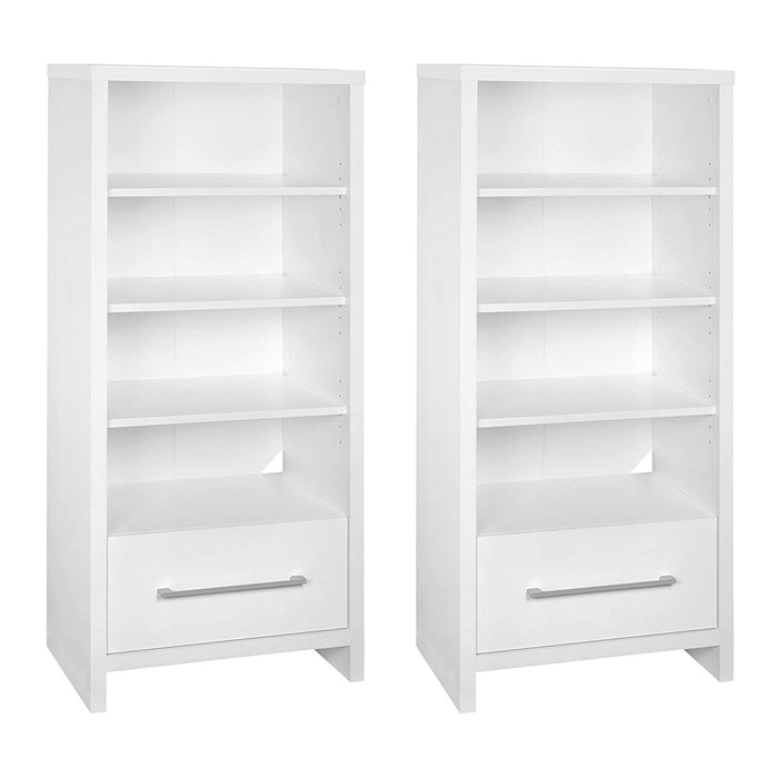 ClosetMaid 165100 Decorative Storage Tower Bookcase with Drawer, White (2 Pack)