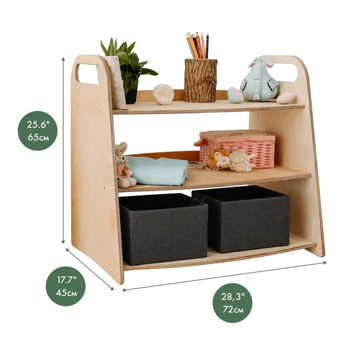 Goodevas 2in1 Montessori Shelves Set: Bookshelf + Toy Shelf – Beige