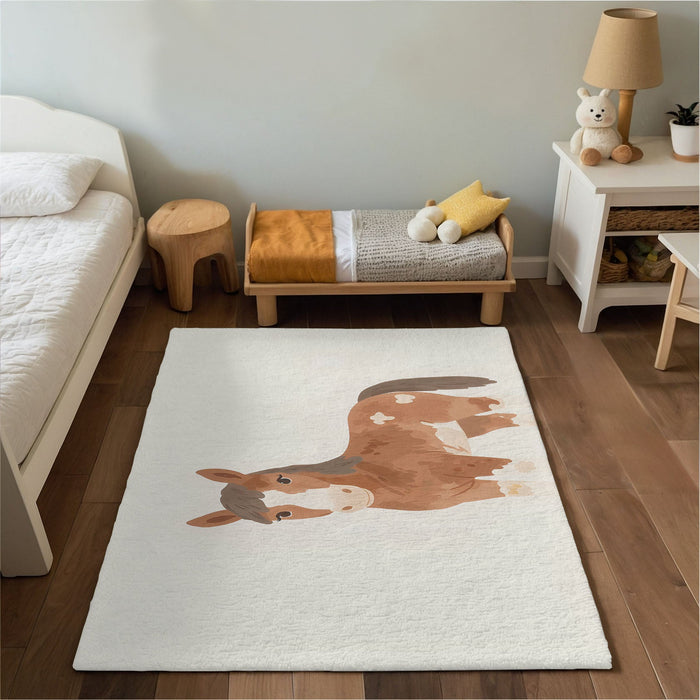 TeepeeJoy Horse Rug for Nursery and Kids Rooms - Playful Pony