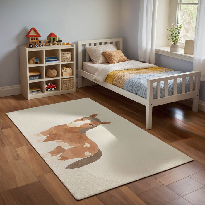 TeepeeJoy Horse Rug for Nursery and Kids Rooms - Playful Pony