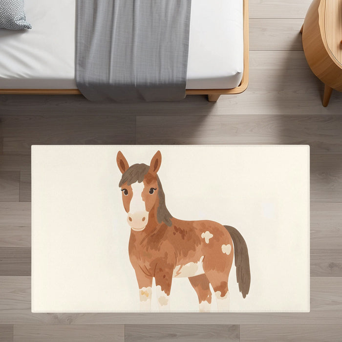 TeepeeJoy Horse Rug for Nursery and Kids Rooms - Playful Pony