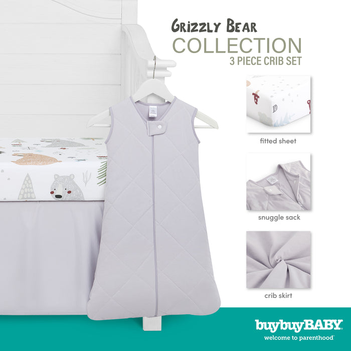 buybuy BABY by Evolur Grizzly Bear Organic Cotton 3-Piece Crib Set