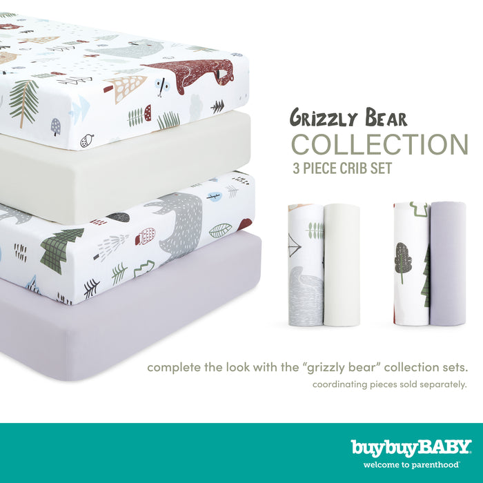 buybuy BABY by Evolur Grizzly Bear Organic Cotton 3-Piece Crib Set