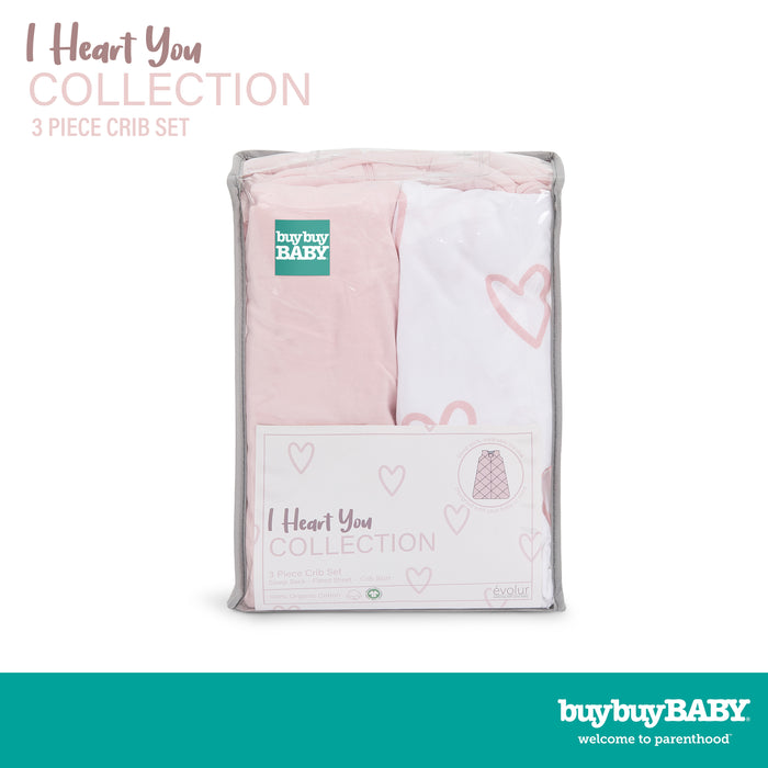 buybuy BABY by Evolur I Heart You Organic Cotton 3-Piece Crib Set