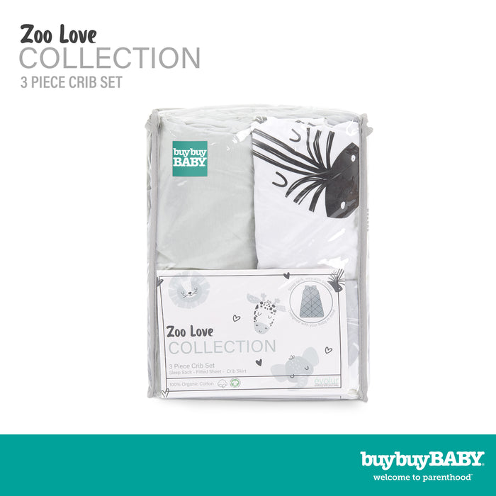 buybuy BABY by Evolur Zoo Love Organic Cotton 3-Piece Crib Set