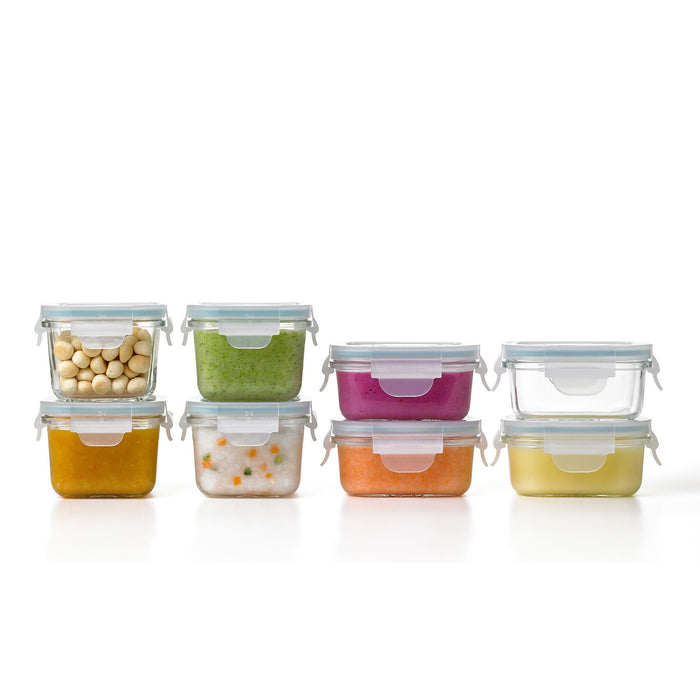 Glasslock Mini 5 and 7 Ounce Tempered Glass Food Storage Container Set, 8 Pieces