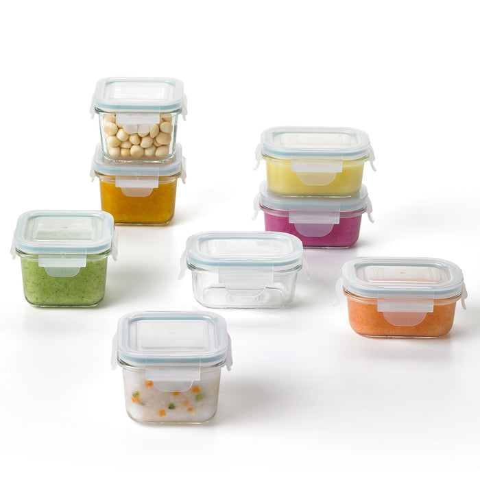 Glasslock Mini 5 and 7 Ounce Tempered Glass Food Storage Container Set, 8 Pieces