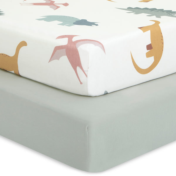 buybuy BABY by Evolur RawrSome Organic Cotton 2-Piece Fitted Sheet Set (Light)