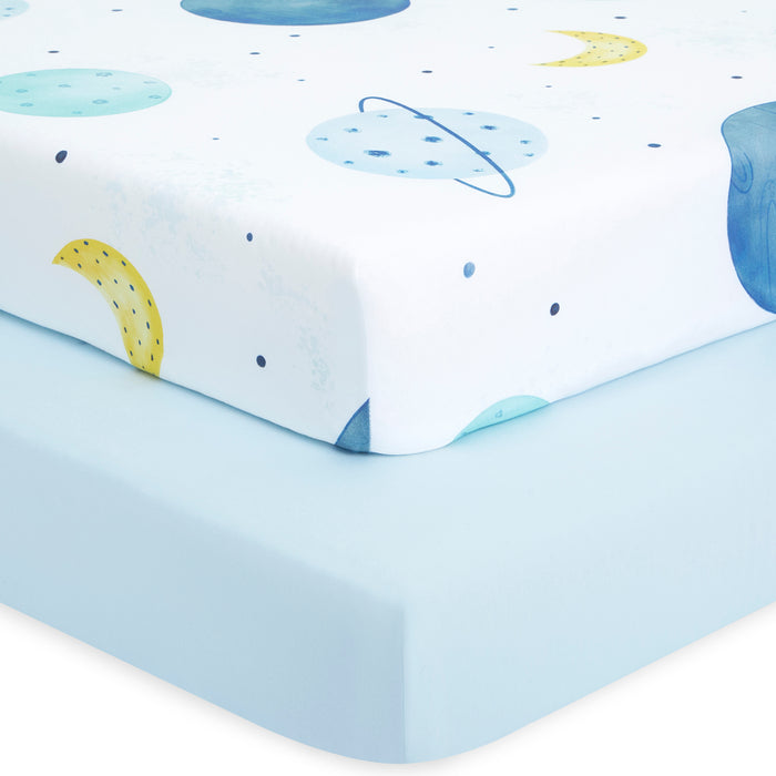 buybuy BABY by Evolur Space Adventure Organic Cotton 2-Piece Fitted Sheet Set (Light)