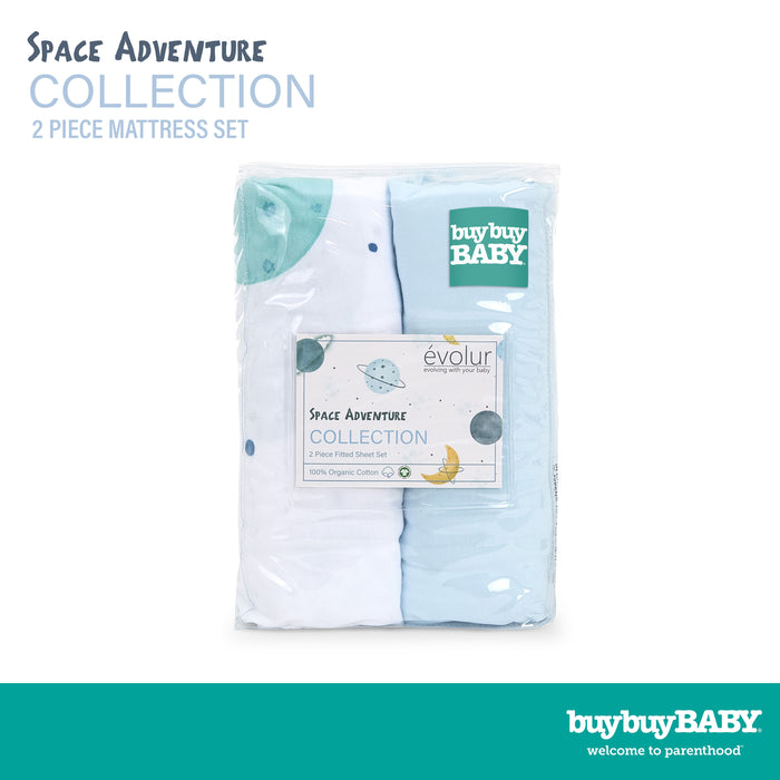 buybuy BABY by Evolur Space Adventure Organic Cotton 2-Piece Fitted Sheet Set (Light)