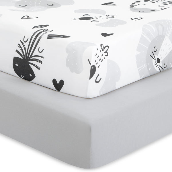 buybuy BABY by Evolur Zoo Love Organic Cotton 2-Piece Fitted Sheet Set