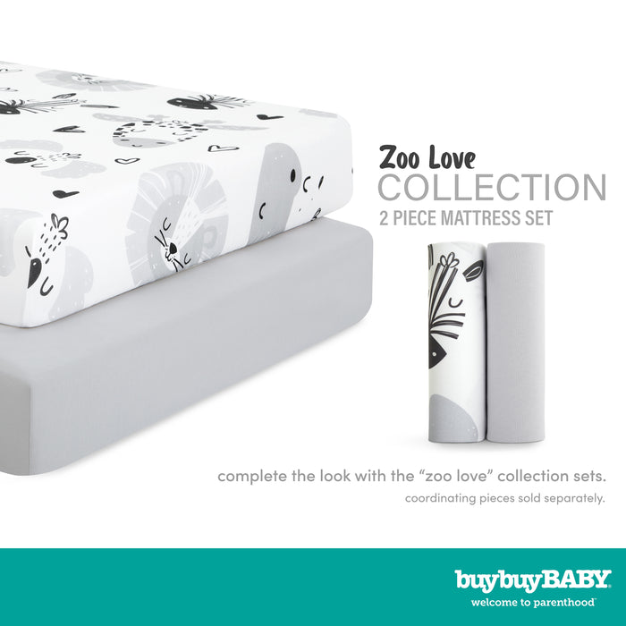 buybuy BABY by Evolur Zoo Love Organic Cotton 2-Piece Fitted Sheet Set