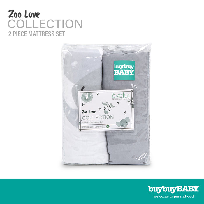 buybuy BABY by Evolur Zoo Love Organic Cotton 2-Piece Fitted Sheet Set