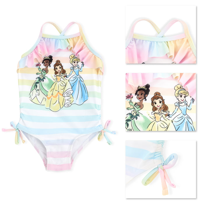 Disney Princess 1 Piece Multi Stripe Swimsuit