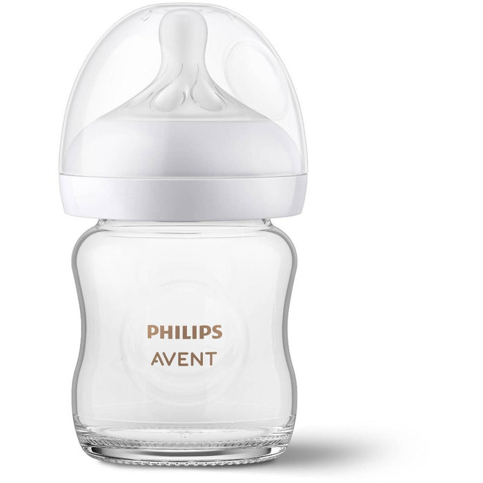 Philips Avent Glass Natural Baby Bottle With Natural Response Nipple 4oz. 1 pack