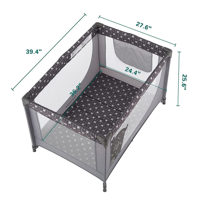 Pamo Babe Portable Enclosed Baby Playpen Crib with Mattress and Carry Bag, Gray