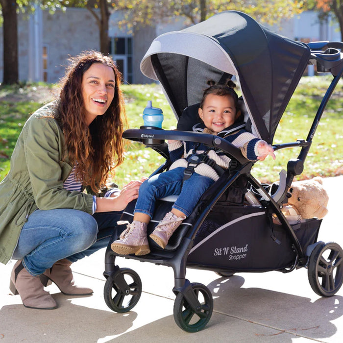 Baby Trend Sit N' Stand 5 in 1 Shopper Stroller w/Canopy & Basket, Modern Khaki